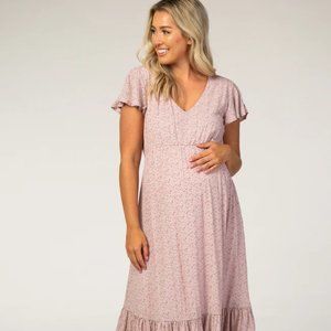 Pink Dot Ruffle Maternity Dress